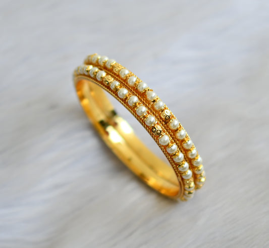 Gold tone pearl beaded bangles(2.4) dj-41125