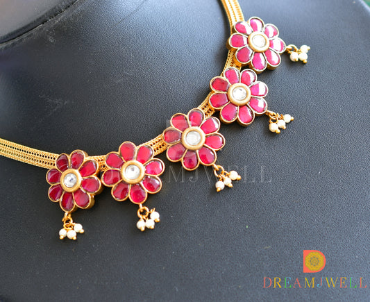 Gold tone kundan jadau designer necklace dj-34103