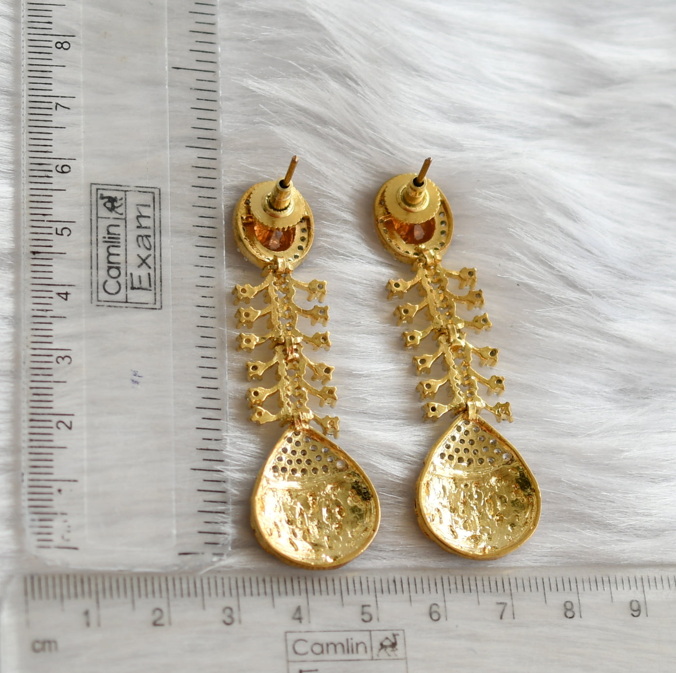 Antique two tone orange long earrings dj-03351