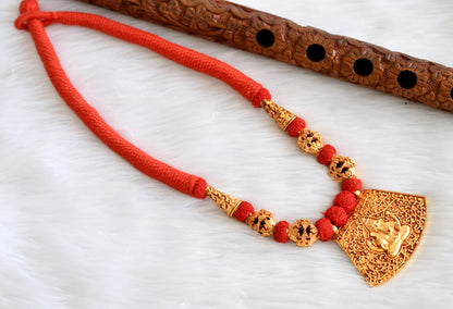 Gheru finish red thread ganesha necklace dj-10826