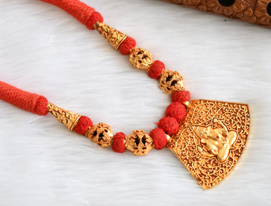 Gheru finish red thread ganesha necklace dj-10826