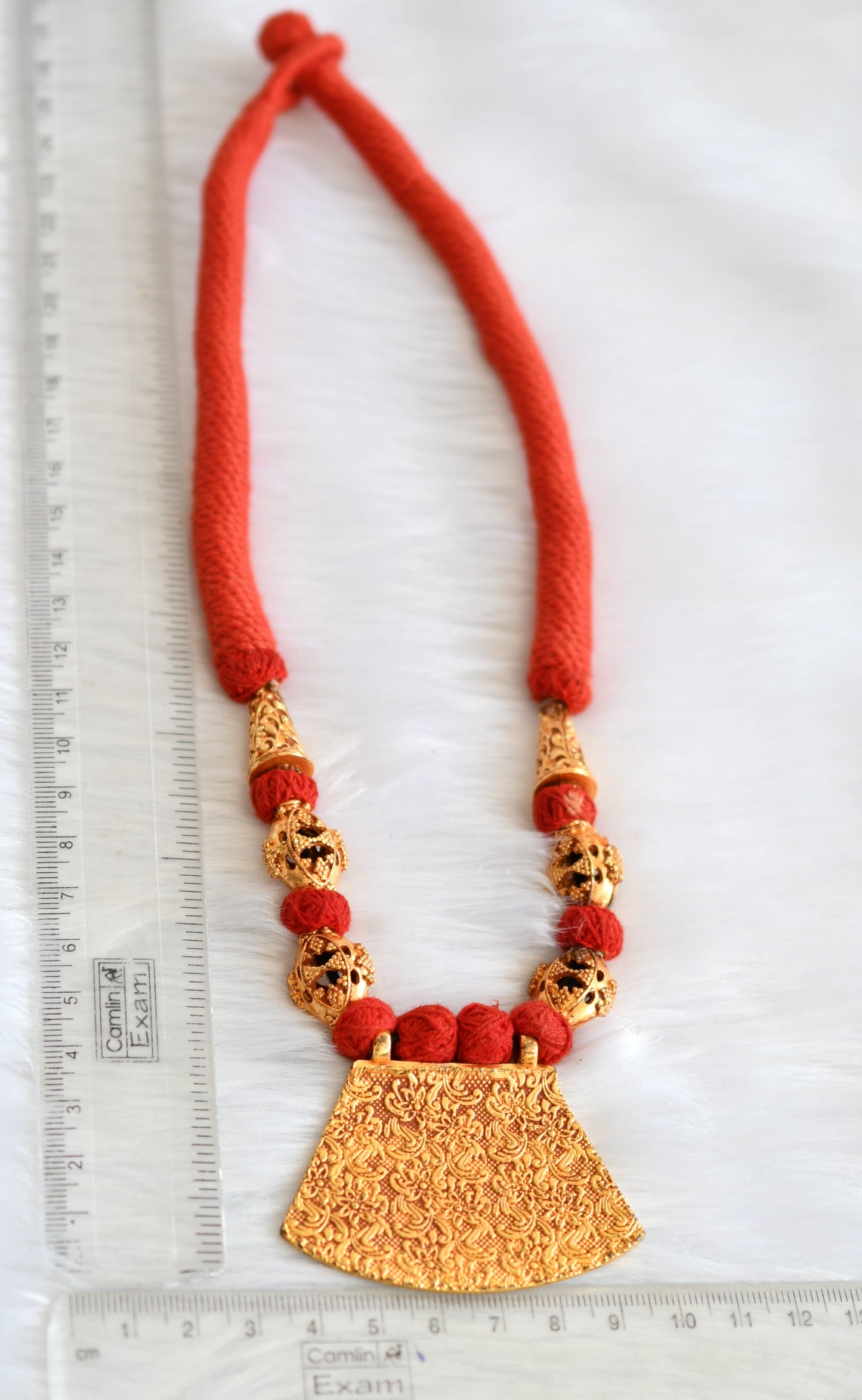 Gheru finish red thread ganesha necklace dj-10826