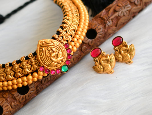 Matte finish kemp-green peacock necklace set dj-27370