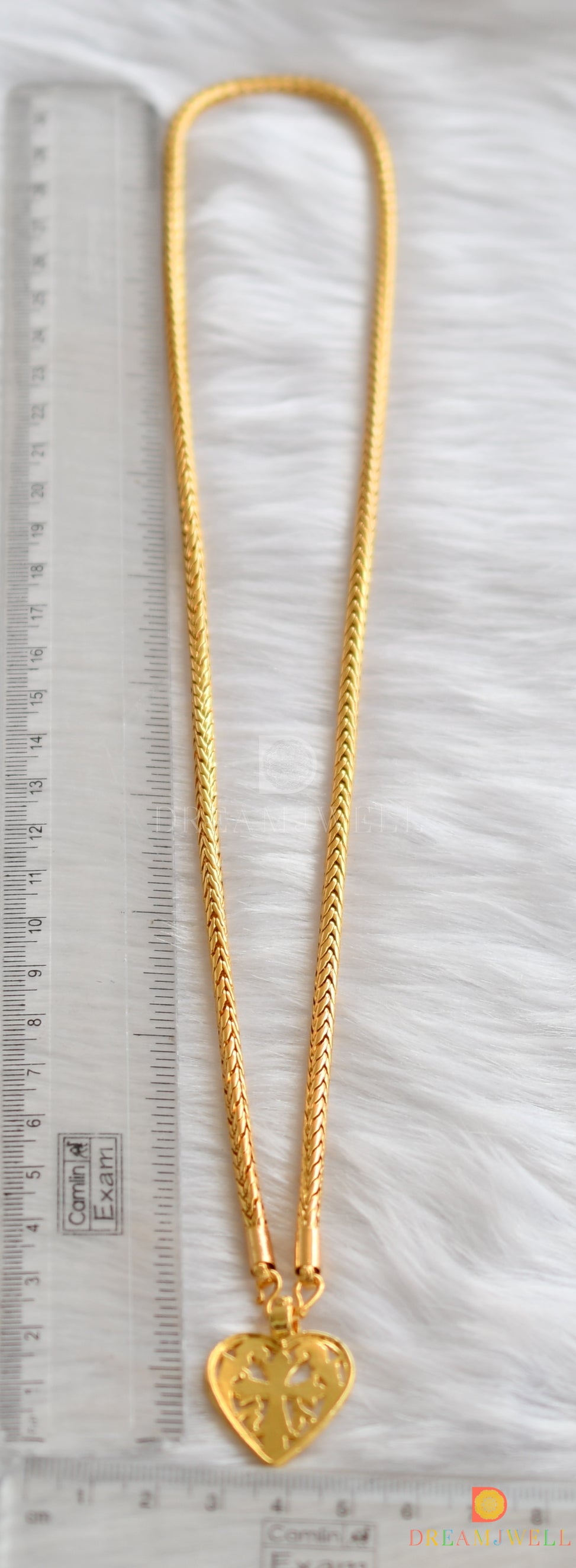 Gold tone heart shape cross mangalyam dj-37969