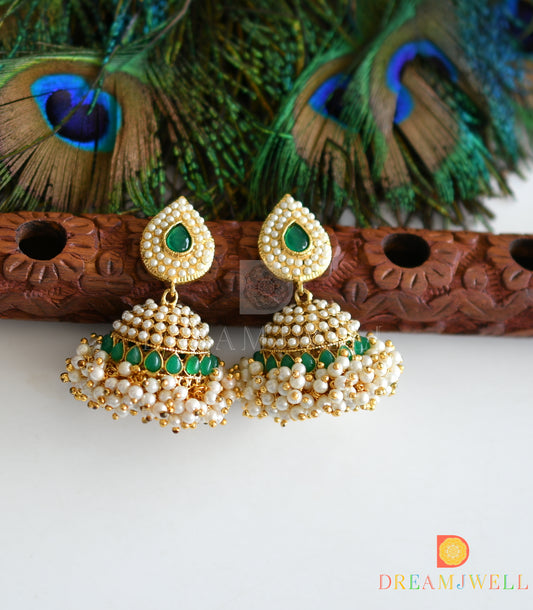 Antique pearl cluster emerald Jhumkka dj-07720