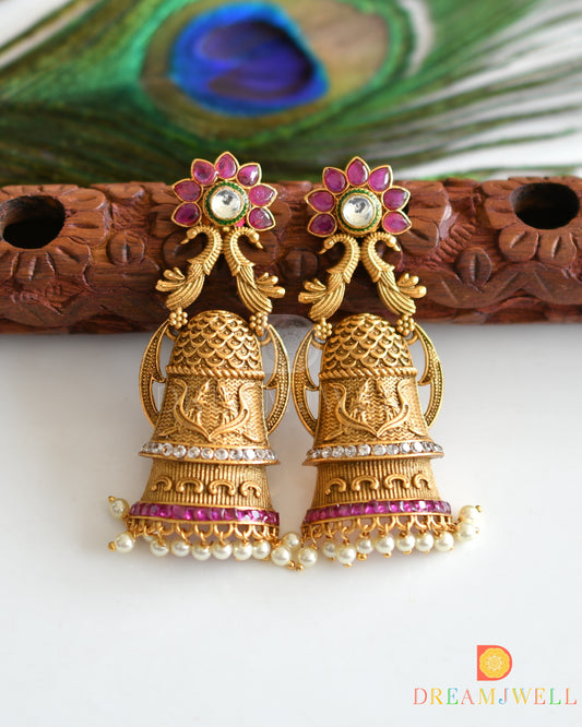 Antique peacock ruby-white Jhumkka dj-07786
