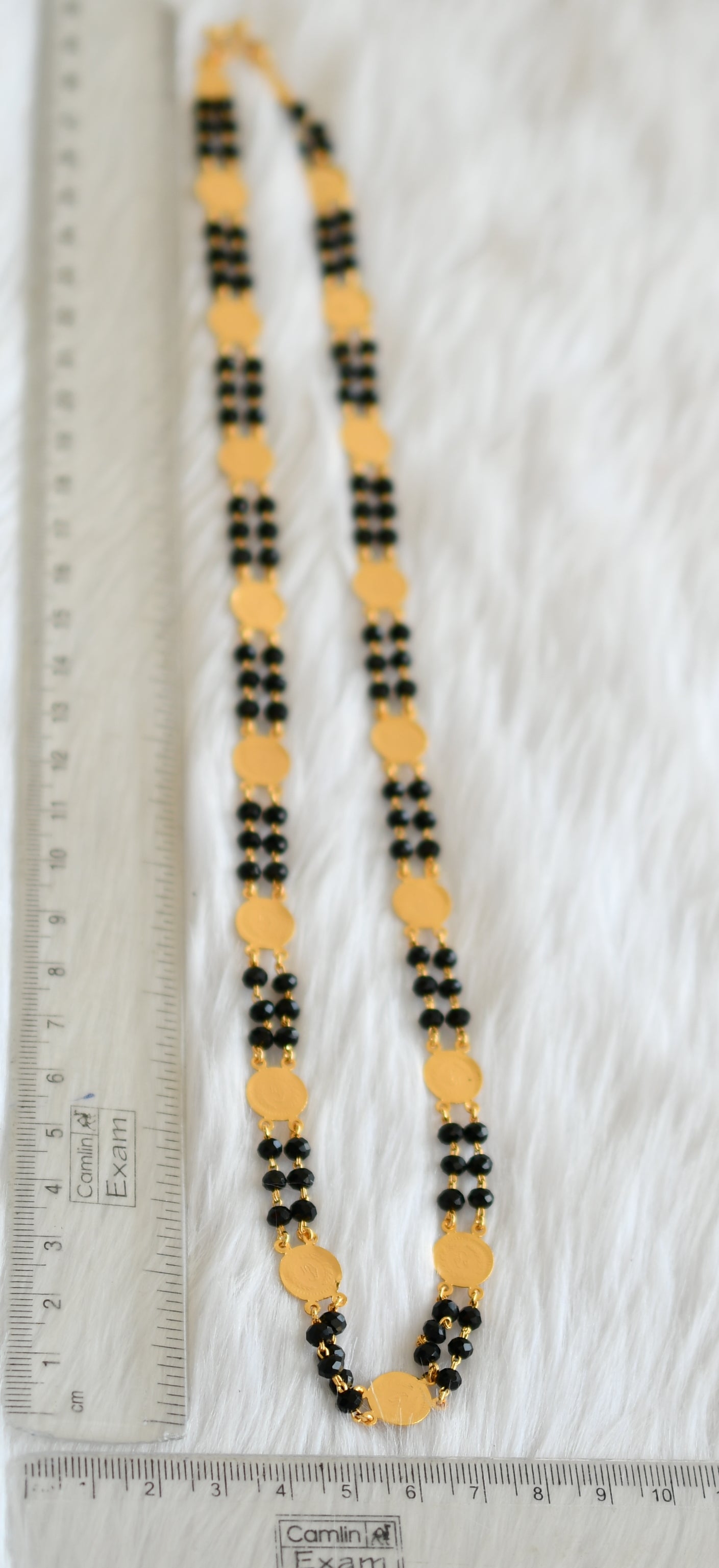 Gold tone lakshmi coin double layer karimani mala/chain dj-33644