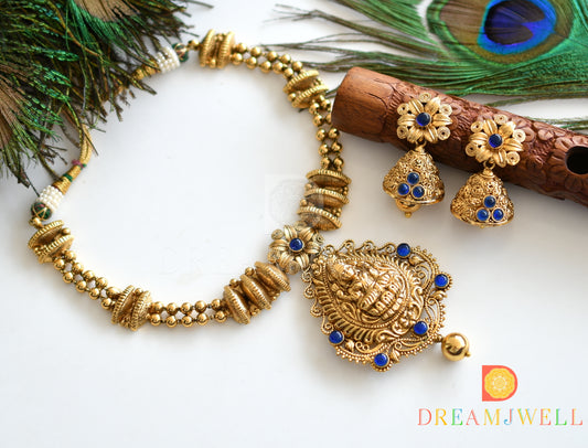 Antique Nagaas blue Lakshmi necklace set dj-07821