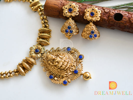 Antique Nagaas blue Lakshmi necklace set dj-07821