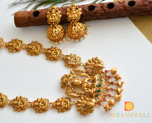 Antique nagaas ruby-emerald Lakshmi bridal long haar set dj-07776