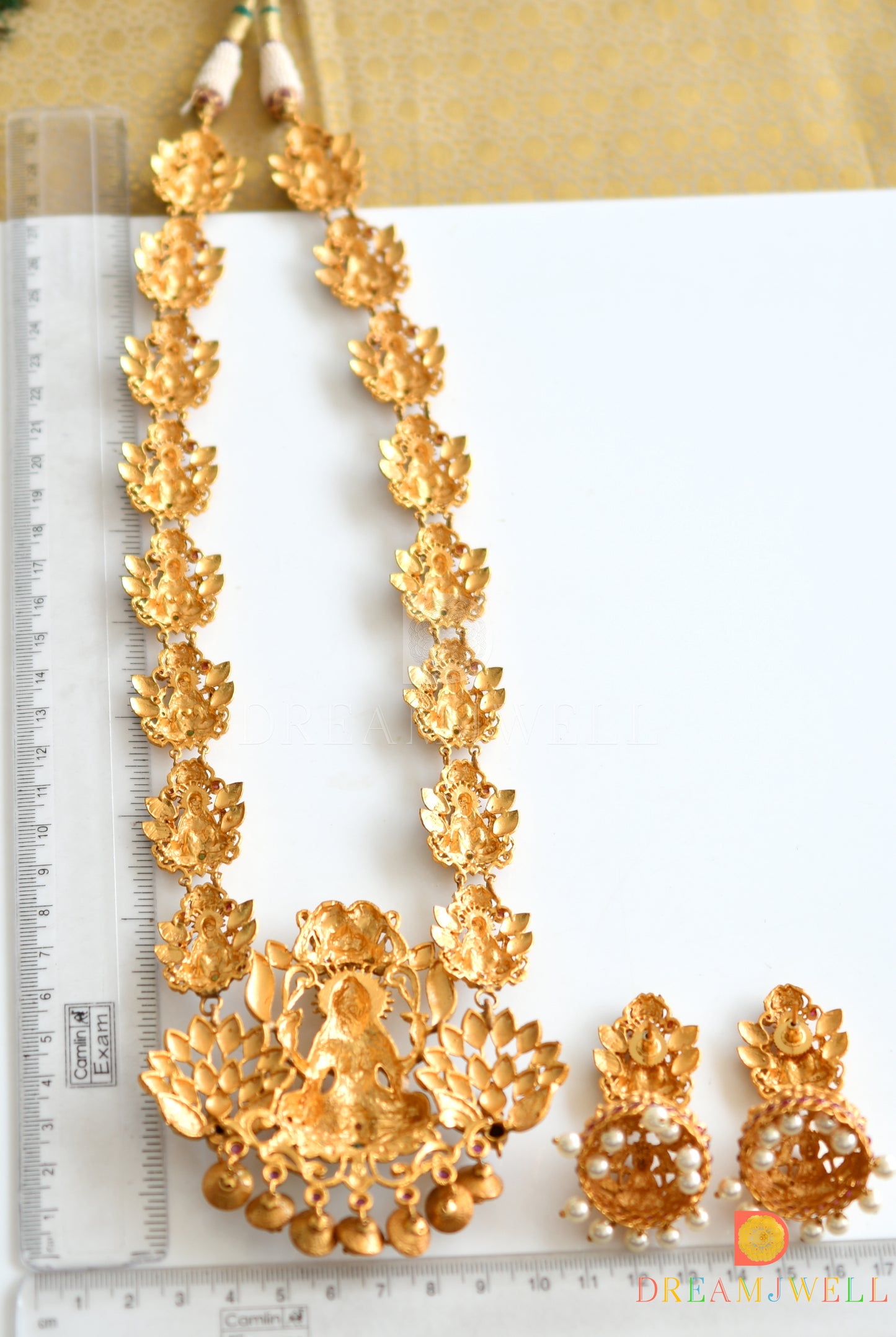 Antique nagaas ruby-emerald Lakshmi bridal long haar set dj-07776