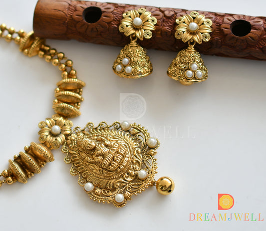 Antique nagaas pearl Lakshmi necklace set dj-07820