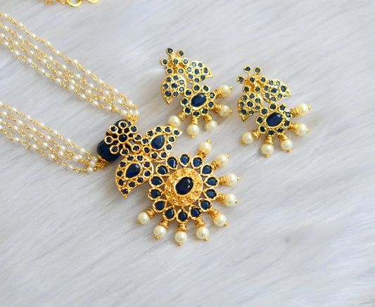 Gold tone blue pearl mango necklace set dj-22818