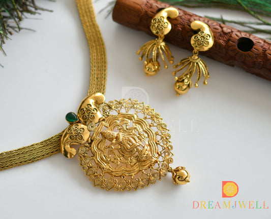 Antique nagaas green krishna choker necklace set dj-07817