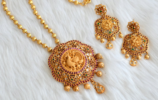 Matte finish kemp-green peacock pendant set dj-19629