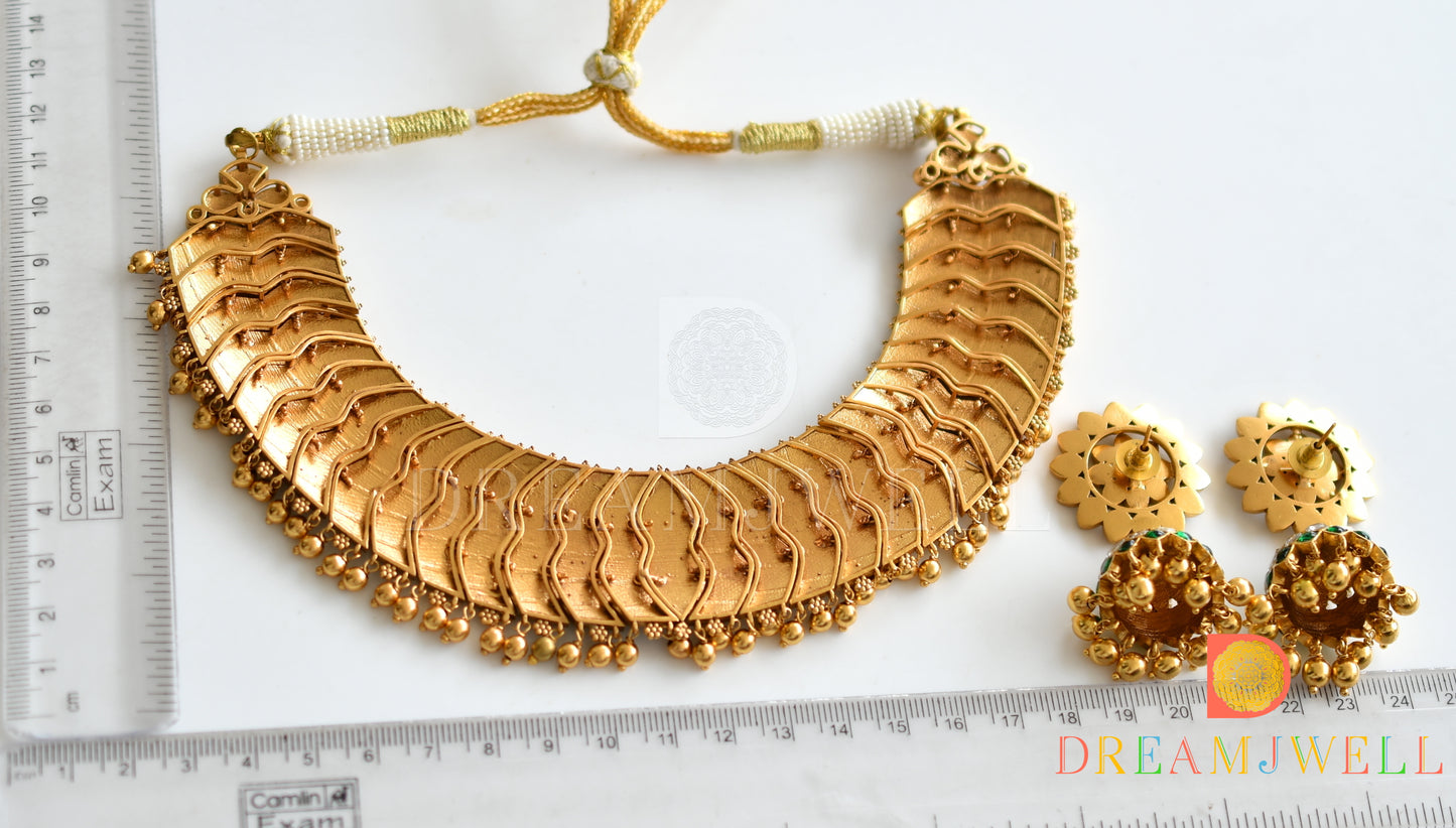 Antique Gold Look Alike Navarathna Jadau Kundan Replica Designer Necklace Set dj-33251