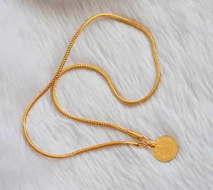 Gold tone chain with Lakshmi coin pendant dj-34424