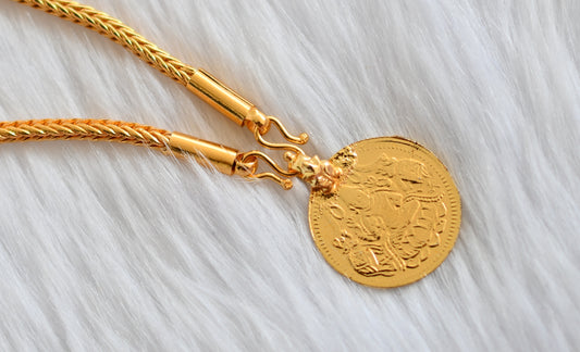 Gold tone chain with Lakshmi coin pendant dj-34424