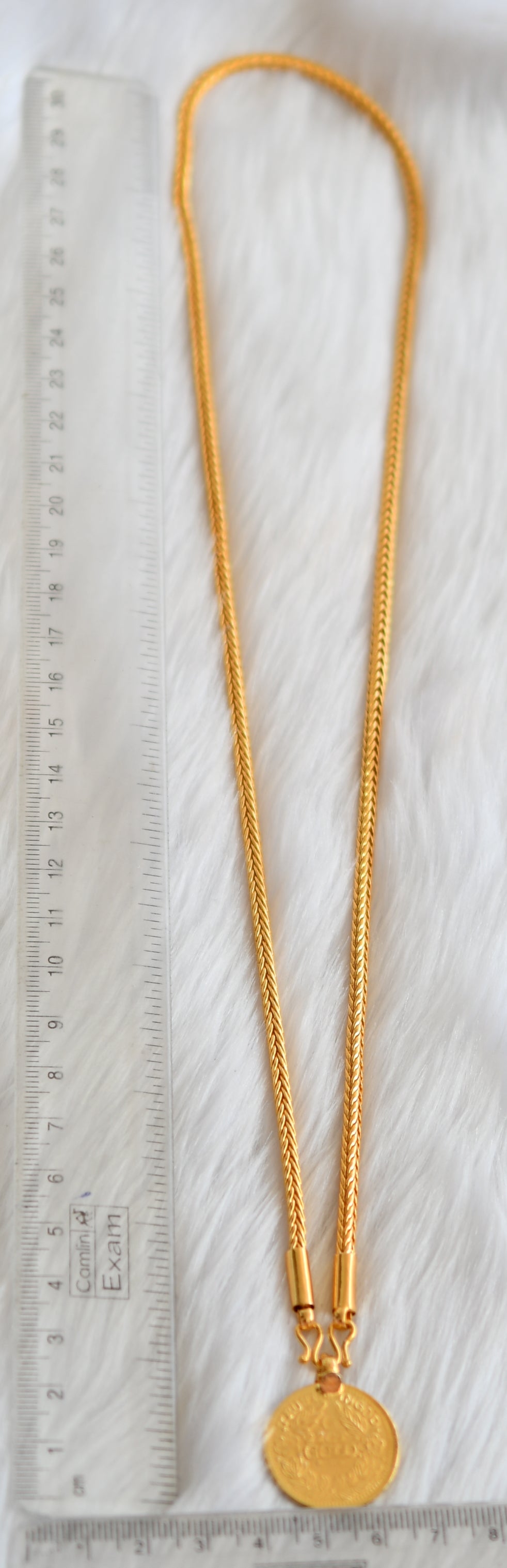 Gold tone chain with Lakshmi coin pendant dj-34424