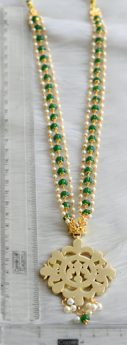 Gold tone semi precious kemp-green-white pearl-pumpkin beads haar dj-41485