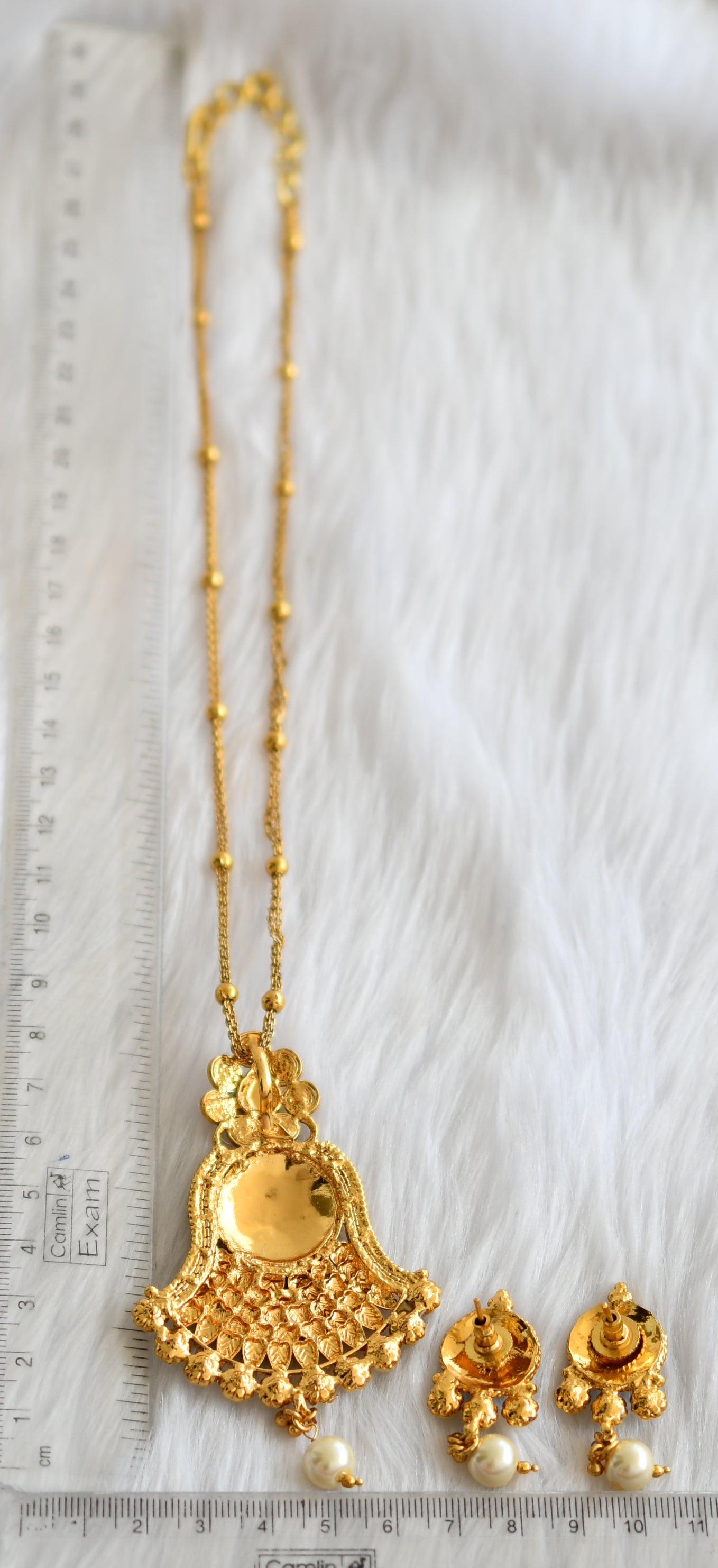 Gold tone blue transparent necklace set dj-02539