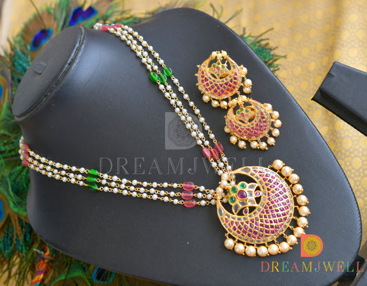 Gold Tone Gold Design Replica Real Uncut Polki Necklace Set dj-05760