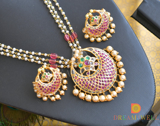 Gold Tone Gold Design Replica Real Uncut Polki Necklace Set dj-05760