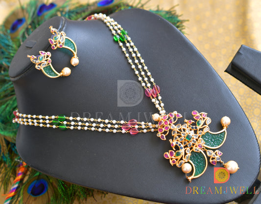 Gold Tone Real Uncut Polki Tiger Nail Design Necklace Set dj-05763