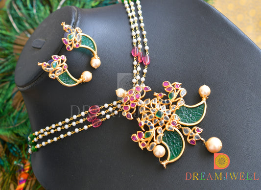 Gold Tone Real Uncut Polki Tiger Nail Design Necklace Set dj-05763