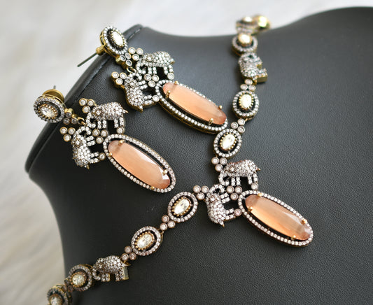 Antique cz orange victorian Elephant necklace set dj-41503