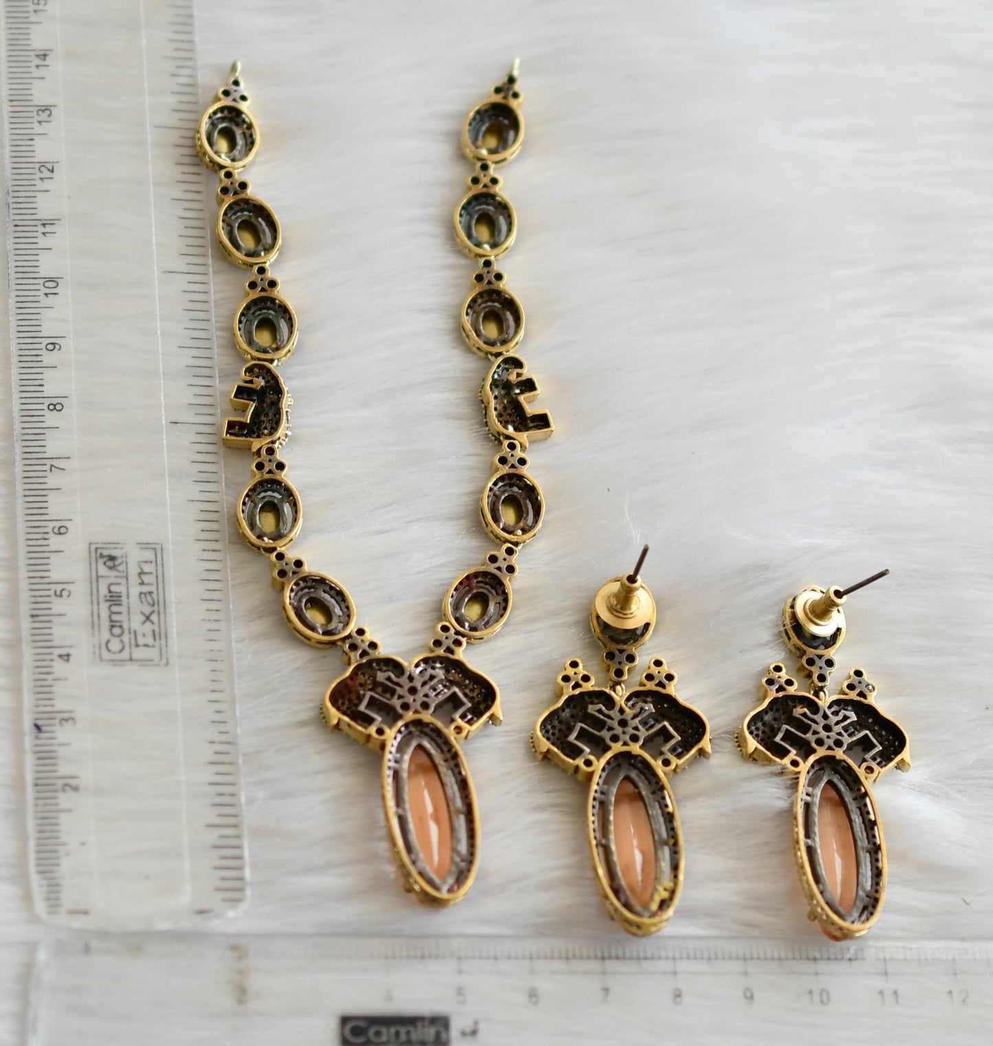 Antique cz orange victorian Elephant necklace set dj-41503