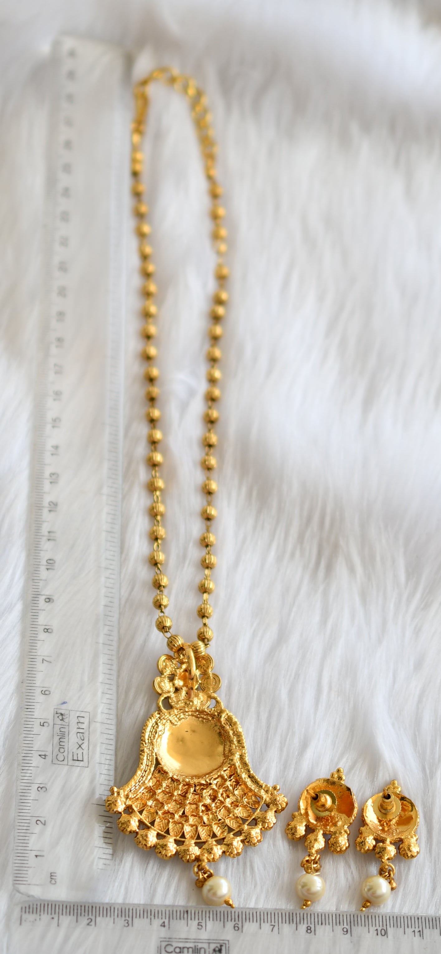 Gold tone Pink transparent necklace set dj-02538