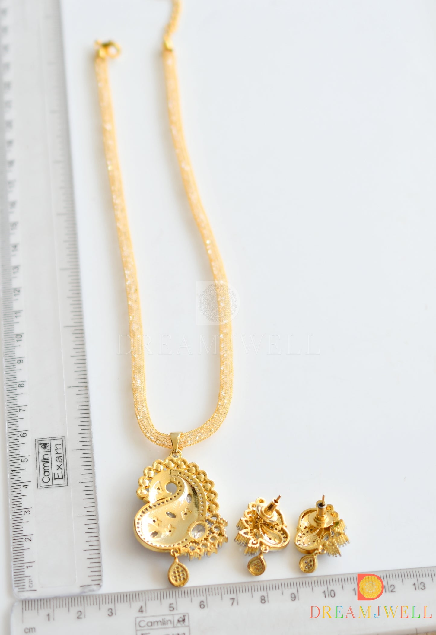 Dual Tone Meenakari Cz Designer Mango Necklace Set dj-06044