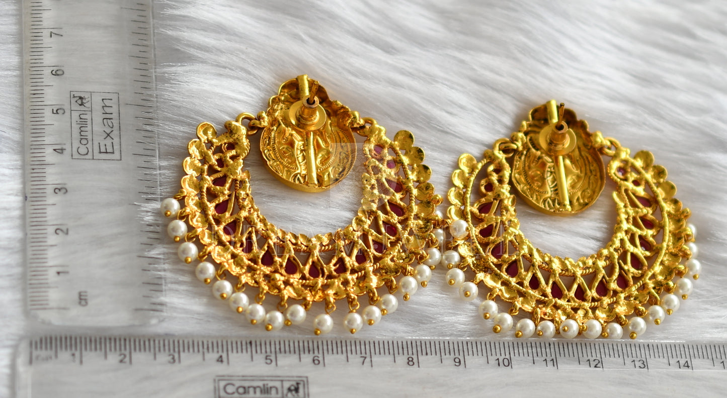 Antique gold tone kemp pearl lakshmi bali earrings dj-16551