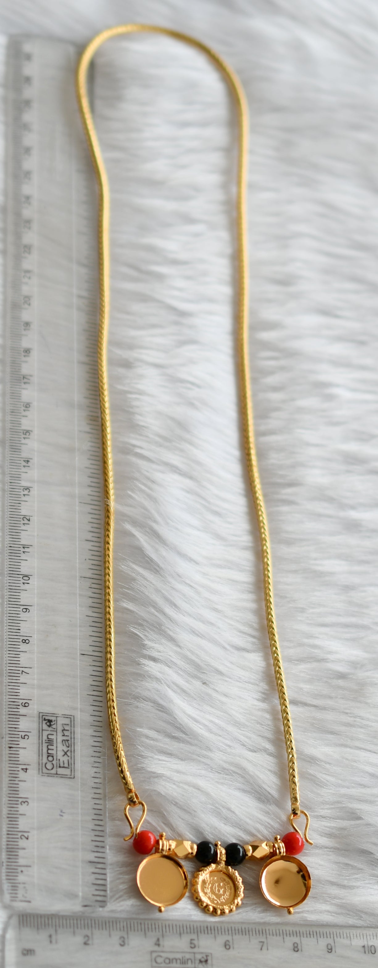 Gold tone Lakshmi coin black-coral beads mangalyam dj-38771