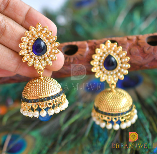 Antique trendy pearl finish blue jhumkkas dj-01567