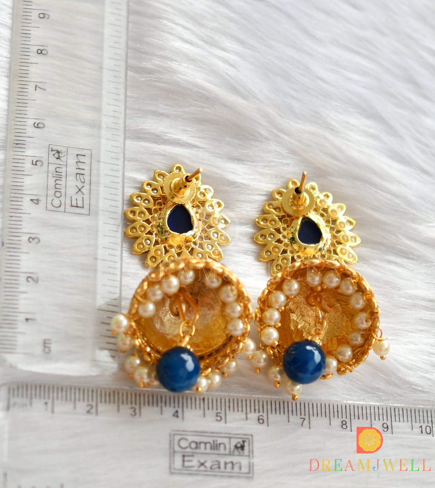 Antique trendy pearl finish blue jhumkkas dj-01567