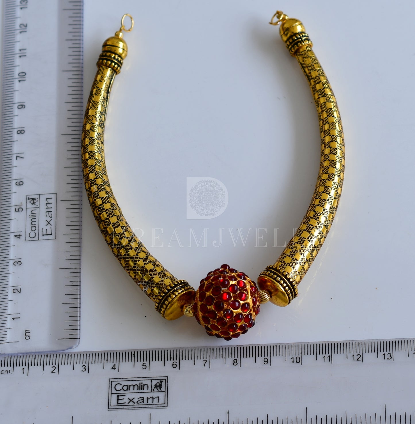 Antique gold tone kemp Rudhra ball Kante choker dj-29818