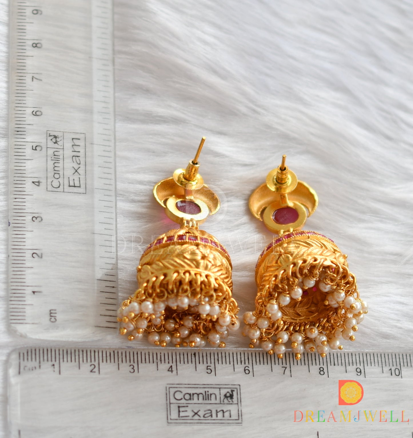 Matte finish pink pearl jhumkka dj-01544