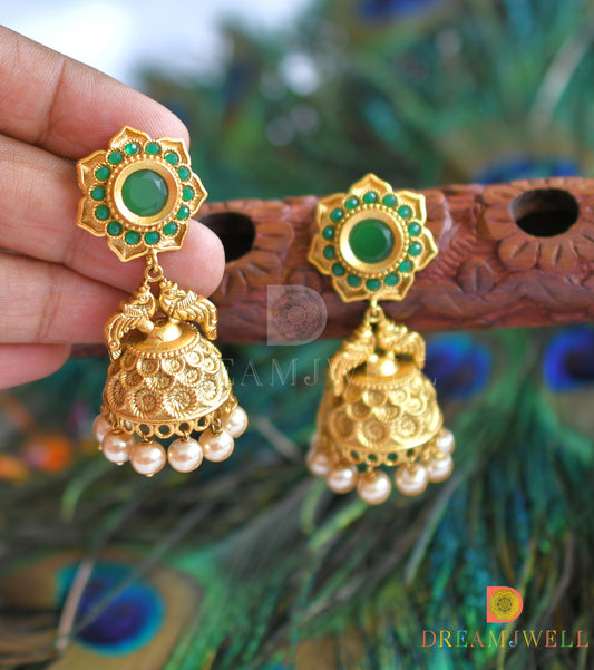 Matte finish flower green jhumkka dj-01548