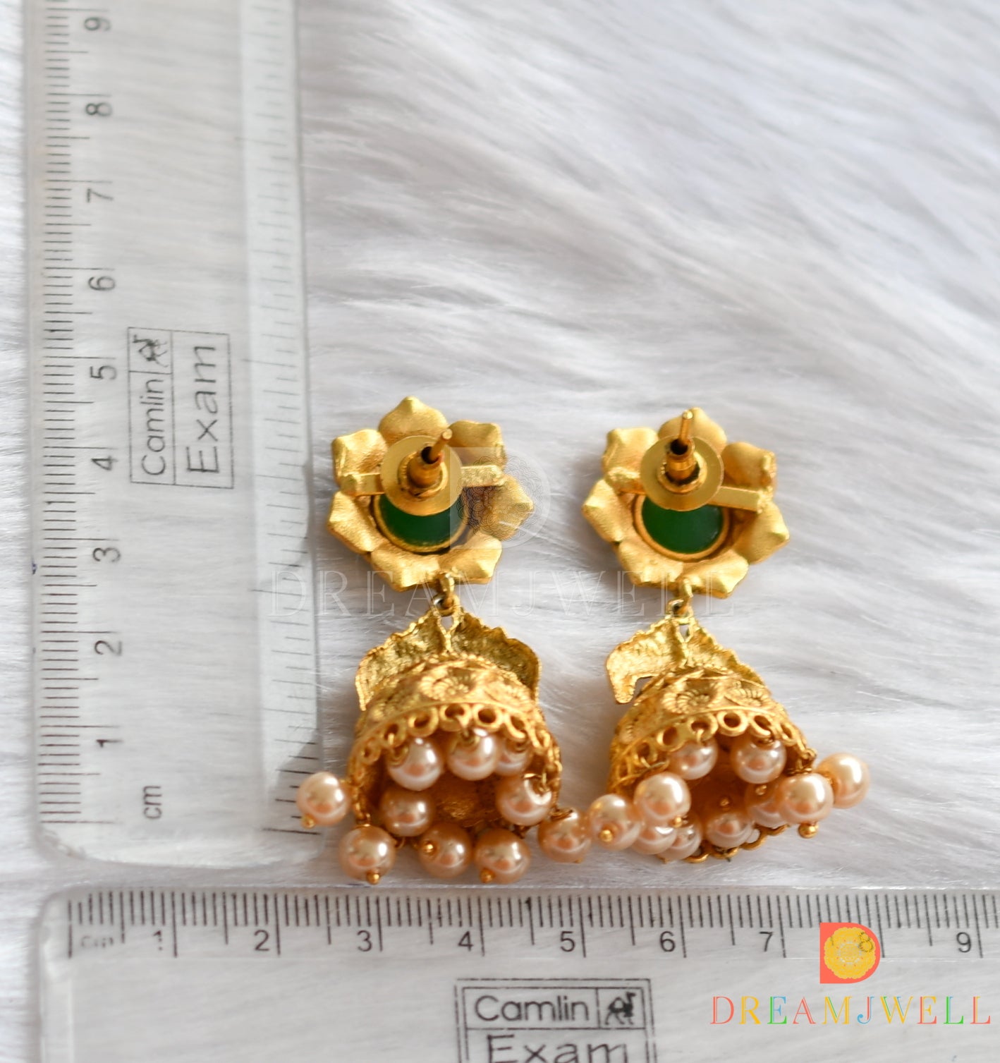 Matte finish flower green jhumkka dj-01548