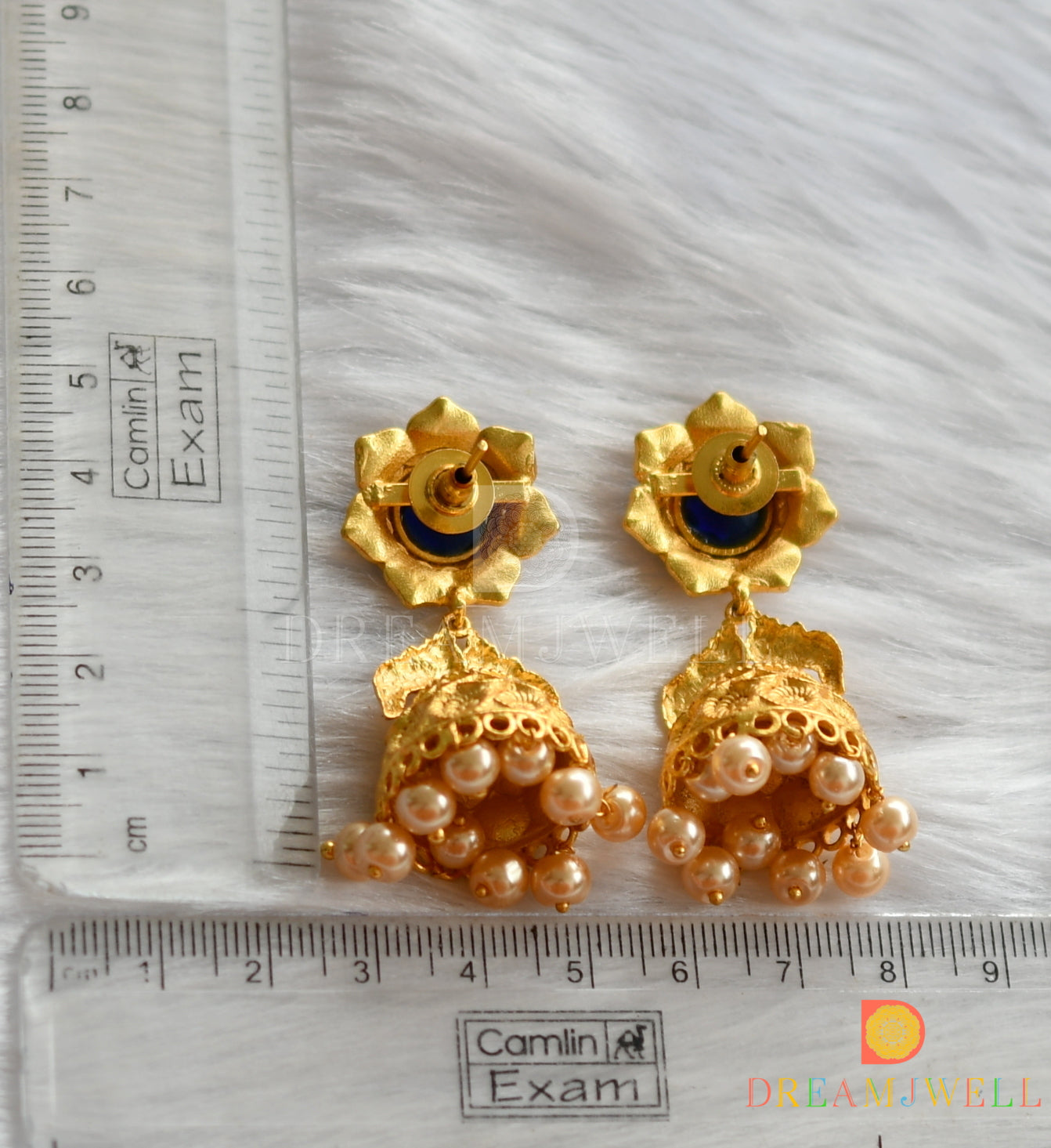 Matte finish flower blue jhumkka dj-01551