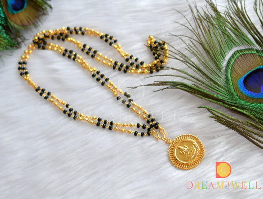 Gold tone Lakshmi pendant karimani mala/chain dj-38032