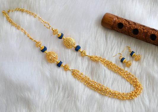 Gold tone handmade blue balls chain set dj-02577