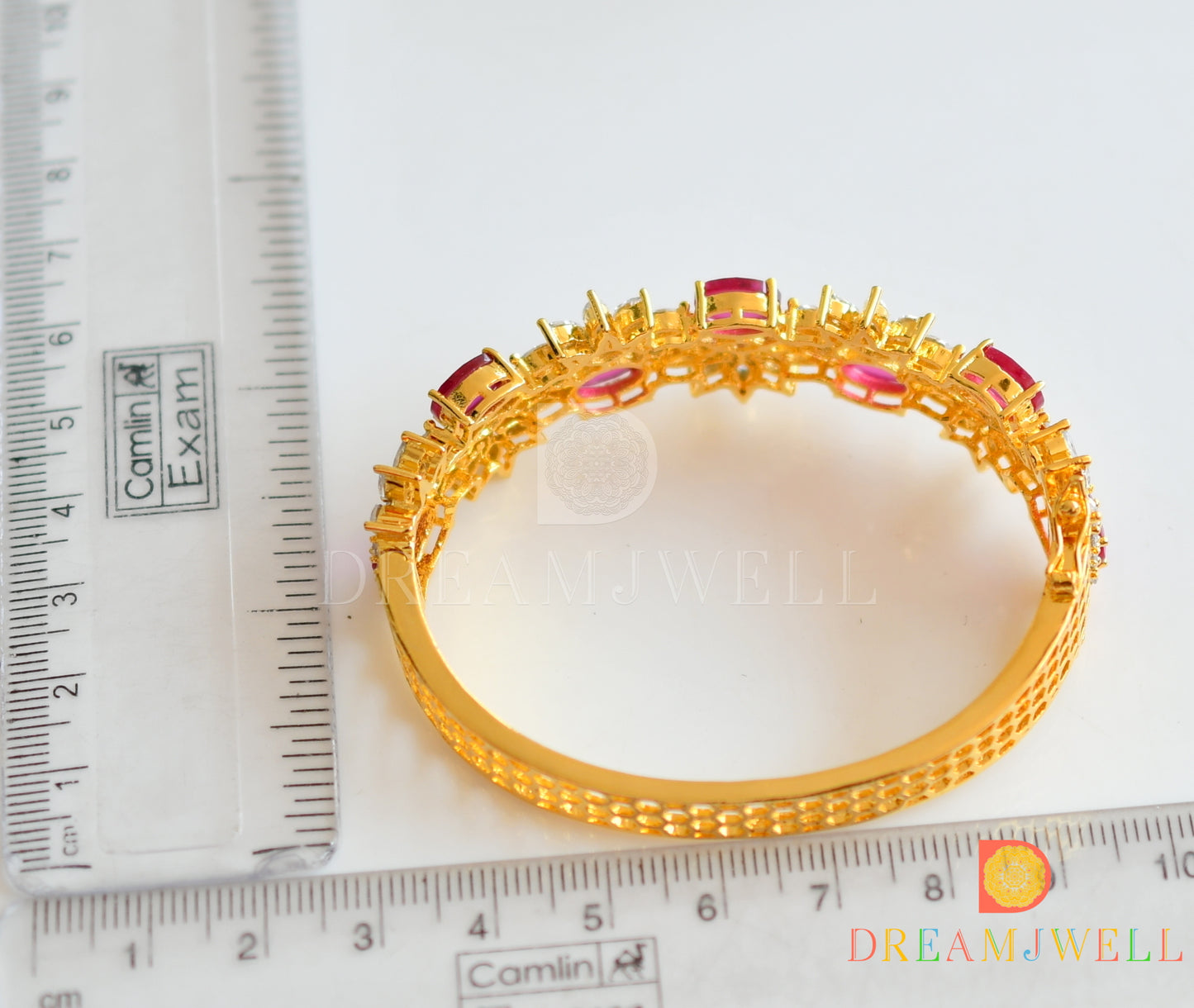 Gold tone Cz Ruby Bracelet dj-17860