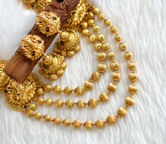 Antique blue Lakshmi bridal multi layer short haar set dj-02686