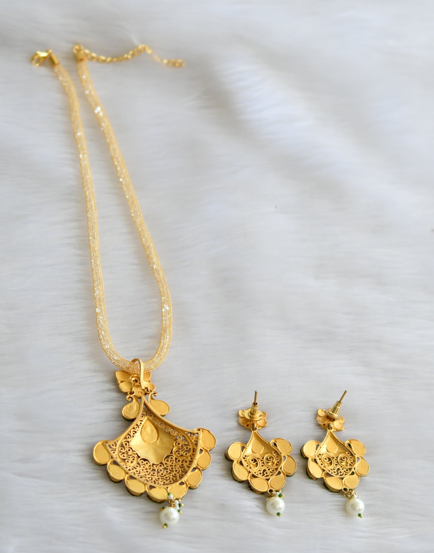 Matte finish meenakari kundan party wear necklace set dj-02652