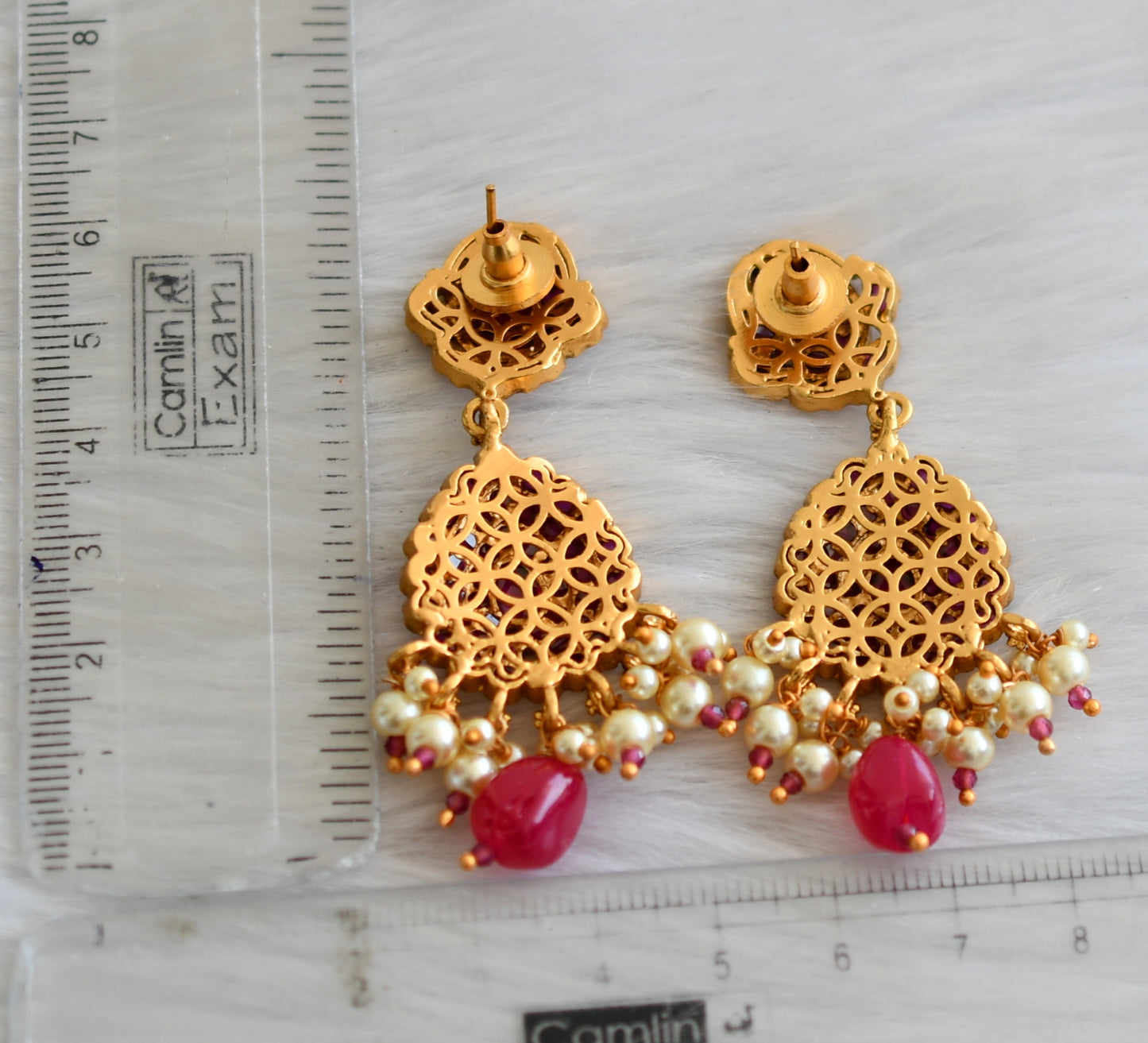 Matte finish kemp-pearl earrings dj-41565
