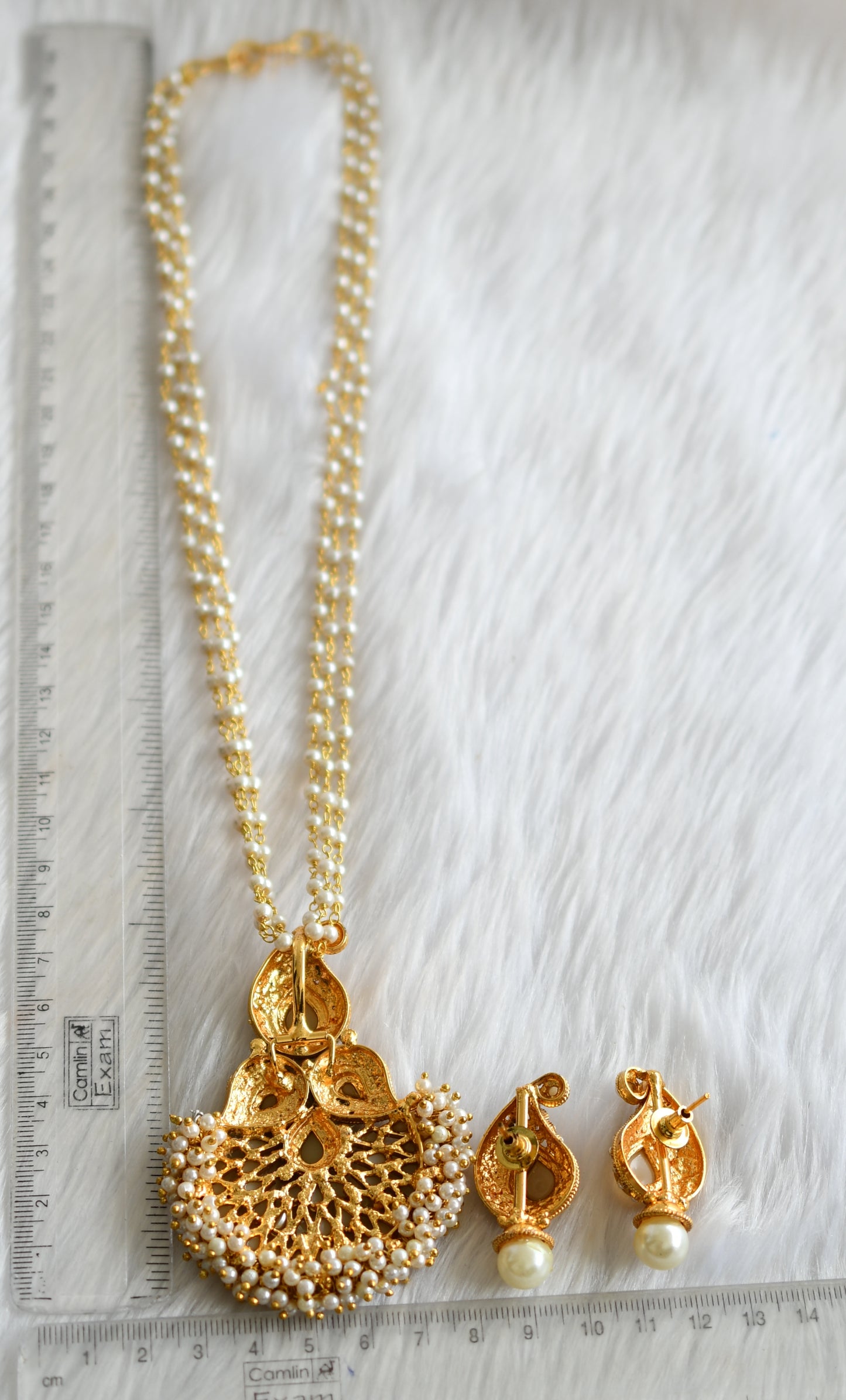 Antique pearl cluster mango pendant set dj-02417