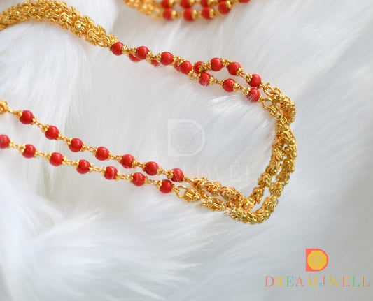 Gold tone coral double layer chain dj-33567